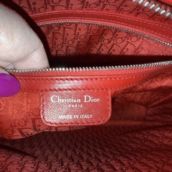 Christian Dior Lambskin Cannage Large Red Lady Dior Shoulder Bag - Picture 5 of 12